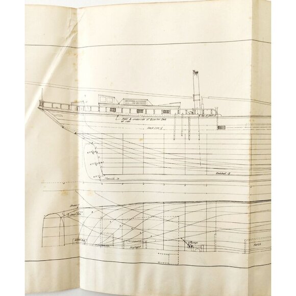 1961 Flower Dew Tern Schooner Ship Drawing Blueprint Shelburne Shipbuilding E2J4 - Picture 4 of 5